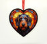 Dachshund Wirehaired Stained Glass Effect Heart Suncatcher